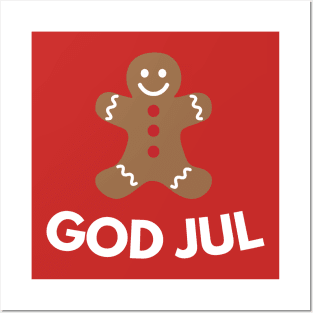 God Jul - Merry Christmas (Gingerbread Man) Posters and Art